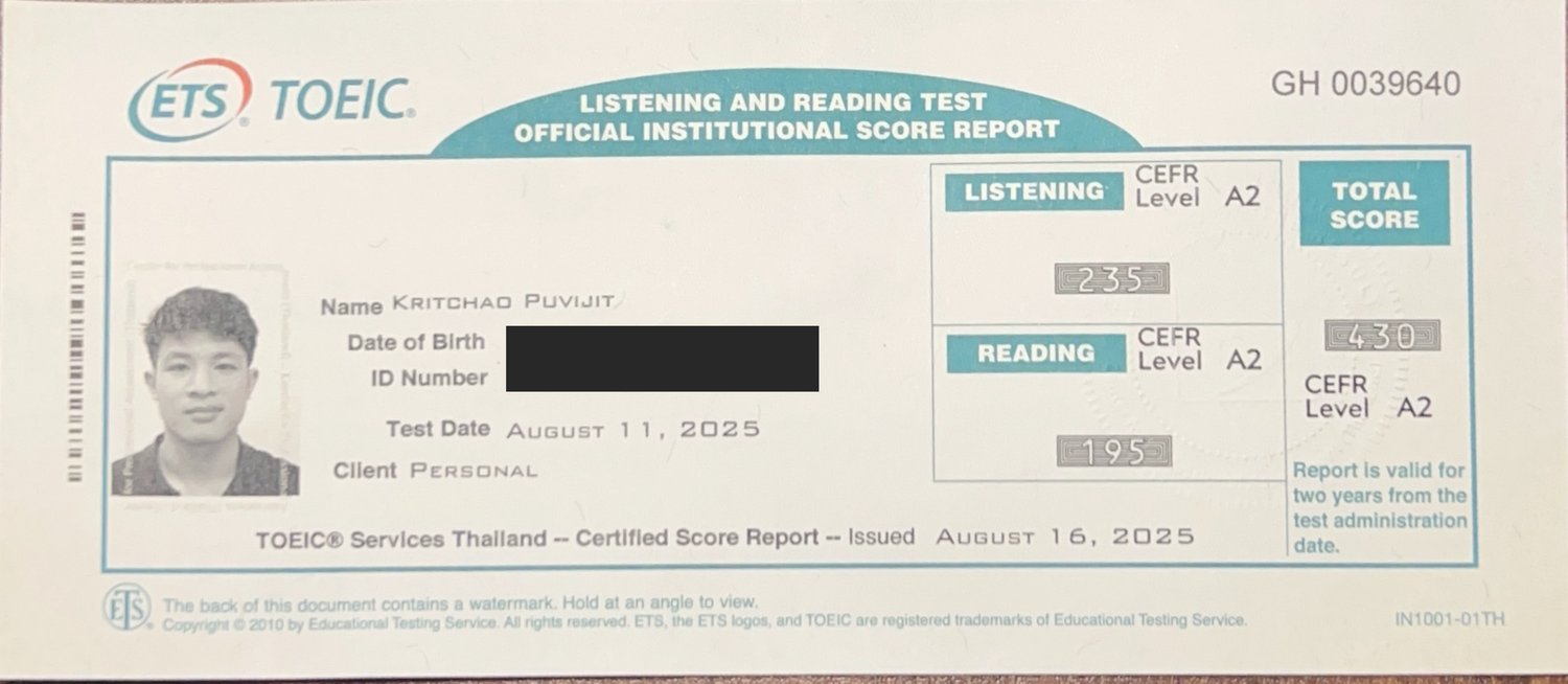 TOEIC Official Score Report