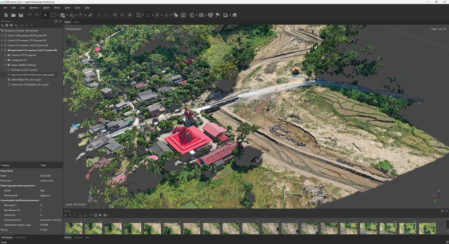 สำรวจภูมิประเทศด้วย UAV อ่างเก็บน้ำและสะพานห้วยโป่ง